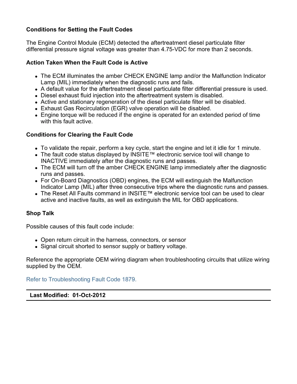 Cummins ISX15 code 1879 troubleshooting document, 15 pages – PDF - preview page 2 of 3