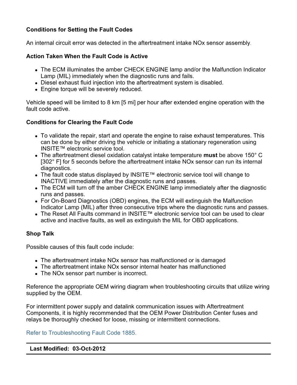 Cummins ISX15 code 1885 troubleshooting document, 6 pages – PDF - preview page 2 of 3