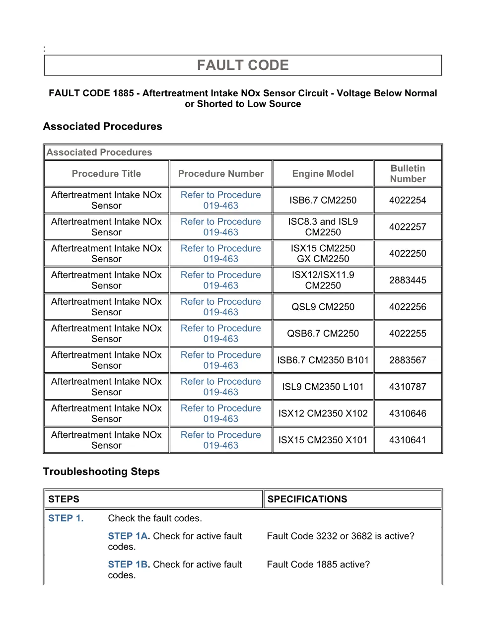 Cummins ISX15 code 1885 troubleshooting document, 6 pages – PDF - page 3 is available after signing in