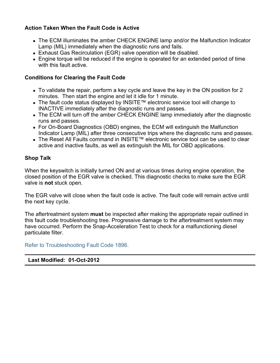 Cummins ISX15 code 1896 troubleshooting document, 8 pages – PDF - preview page 2 of 3