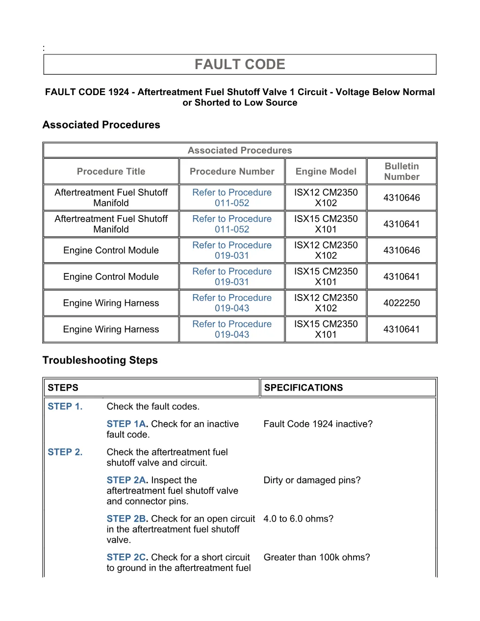 Cummins ISX15 code 1924 troubleshooting document, 14 pages – PDF - page 3 is available after signing in