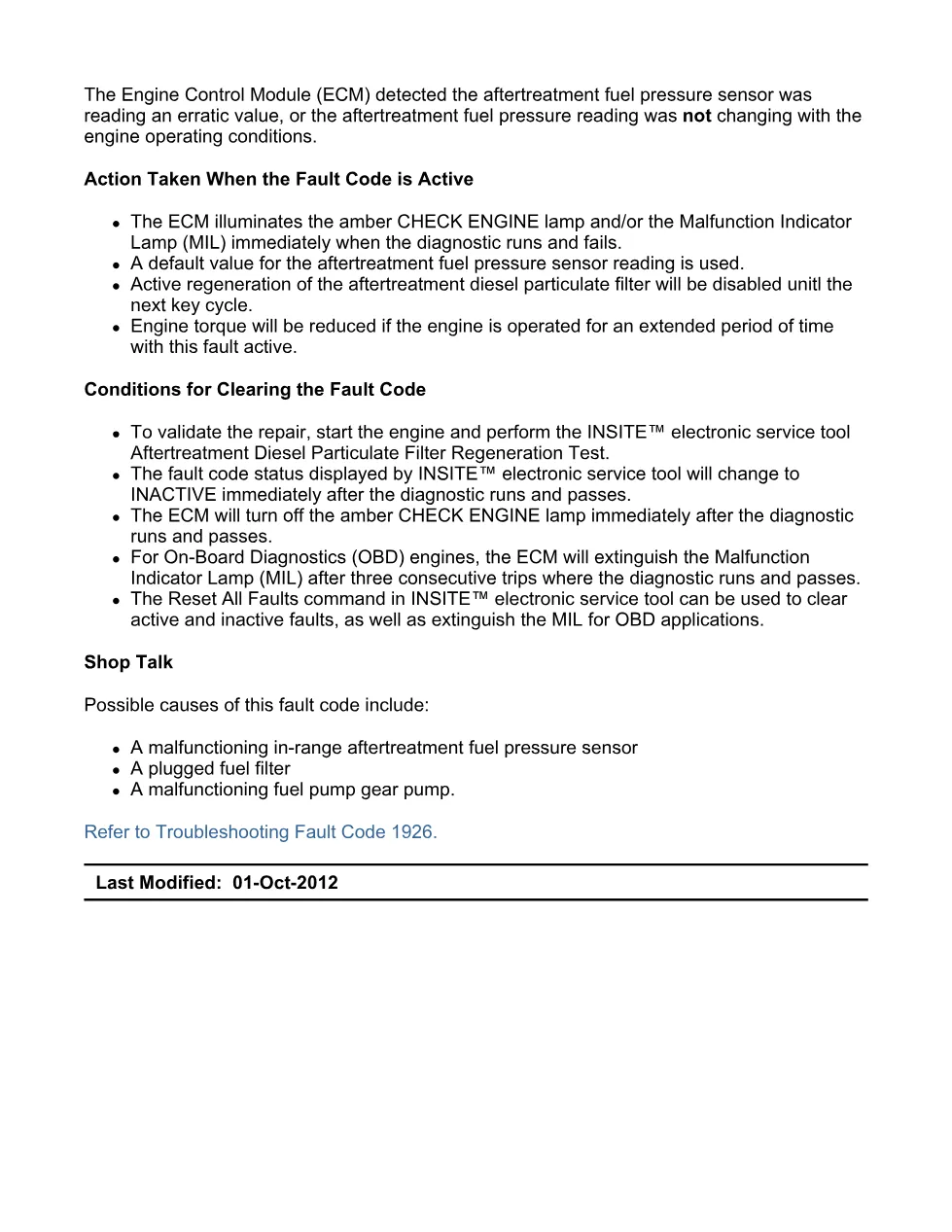 Cummins ISX15 code 1926 troubleshooting document, 16 pages – PDF - preview page 2 of 3