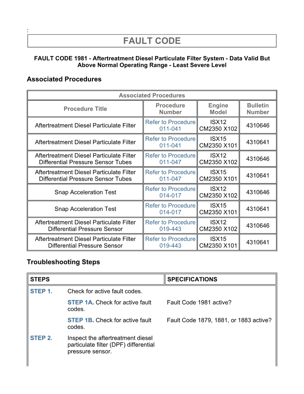 Cummins ISX15 code 1981 troubleshooting document, 10 pages – PDF - page 3 is available after signing in