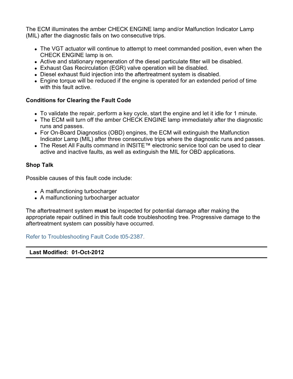 Cummins ISX15 code 2387 troubleshooting document, 2 pages – PDF - page 2 is available after signing in