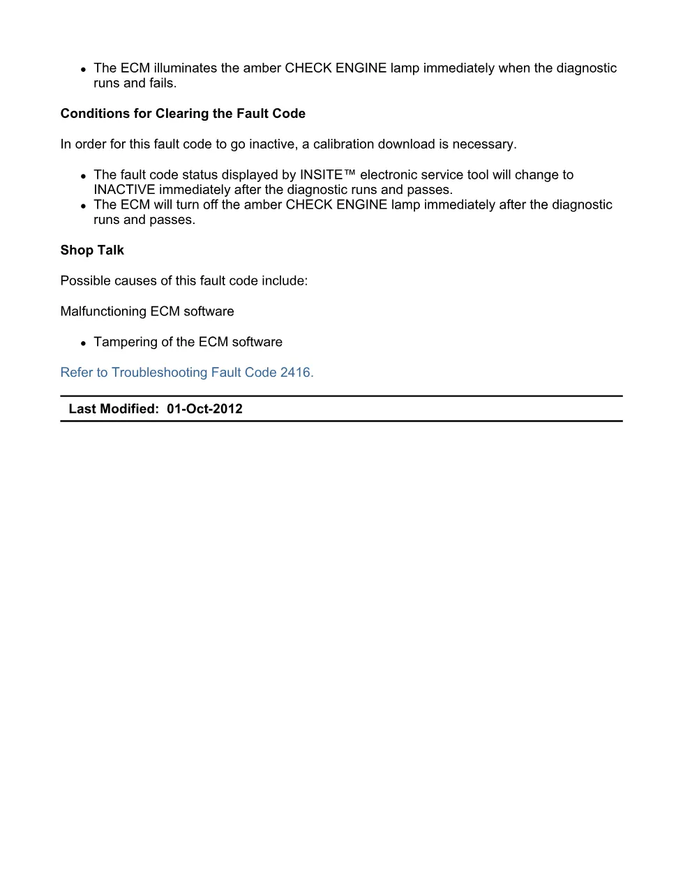 Cummins ISX15 code 2416 troubleshooting document, 3 pages – PDF - preview page 2 of 3