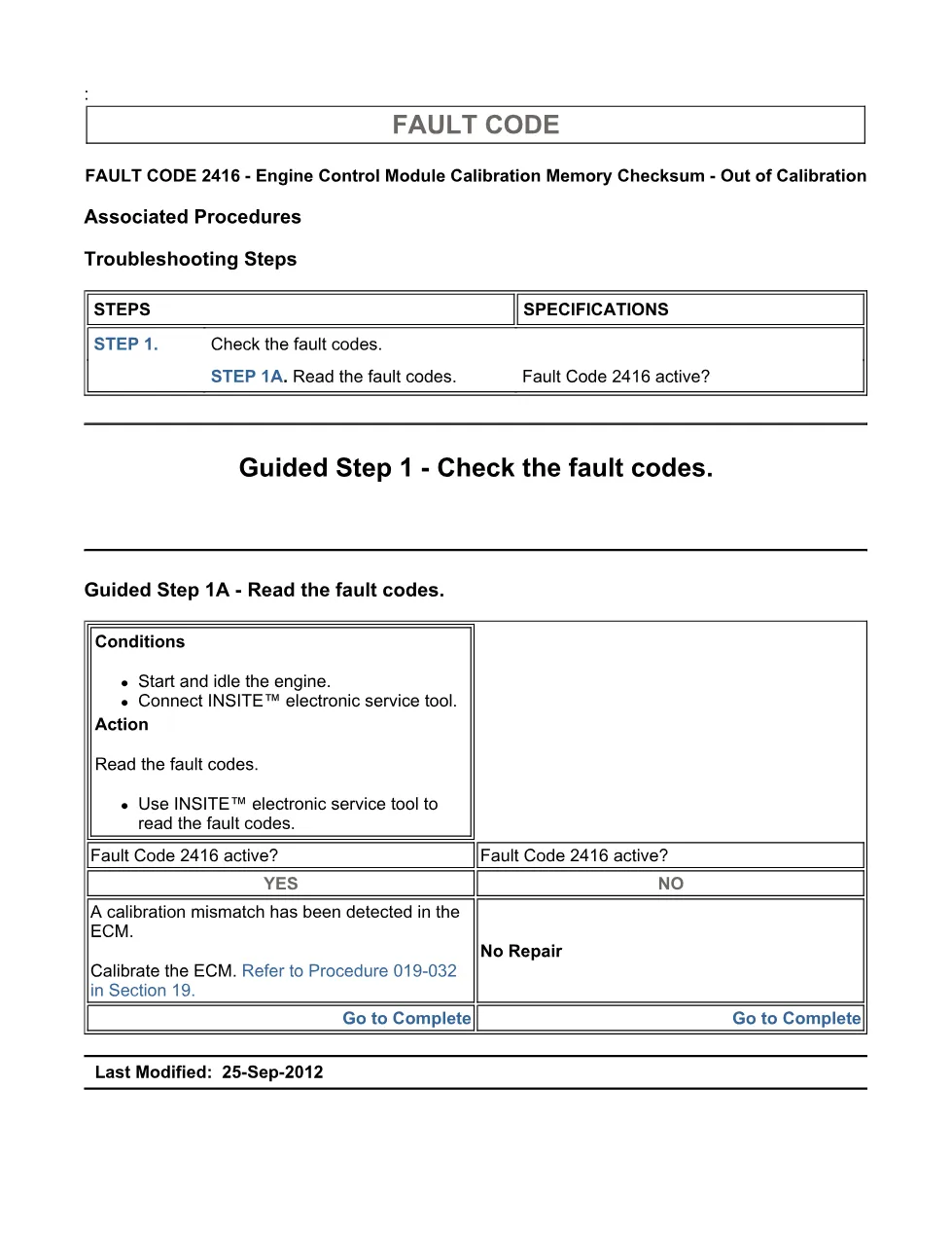 Cummins ISX15 code 2416 troubleshooting document, 3 pages – PDF - page 3 is available after signing in