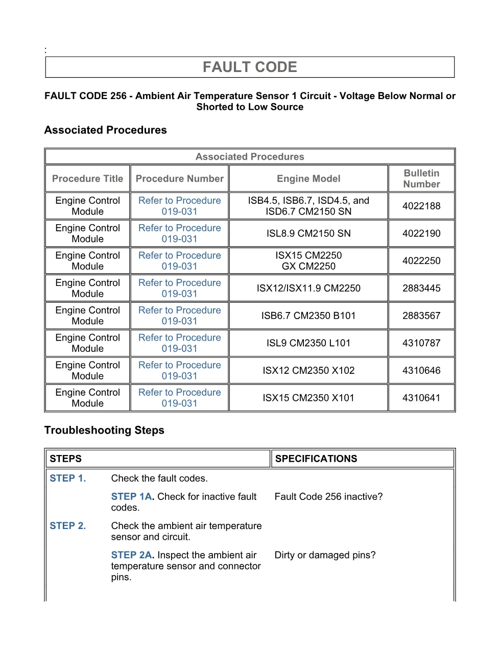 Cummins ISX15 code 256 troubleshooting document, 12 pages – PDF - page 3 is available after signing in