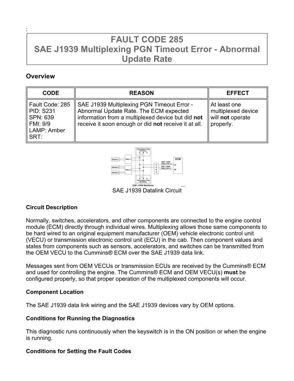 Cummins ISX15 code 285 troubleshooting document, 15 pages – PDF - preview page 1 of 3