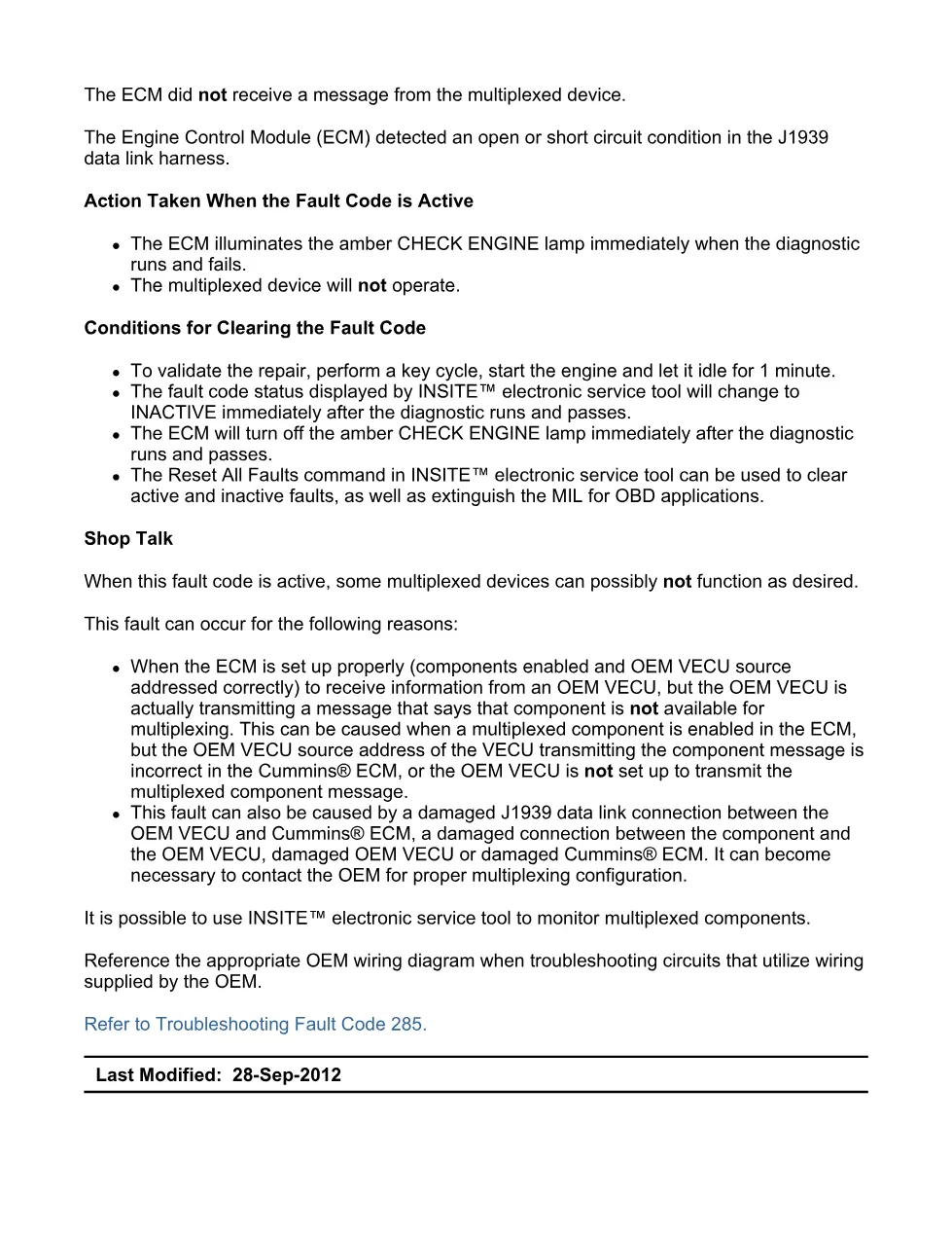 Cummins ISX15 code 285 troubleshooting document, 15 pages – PDF - preview page 2 of 3