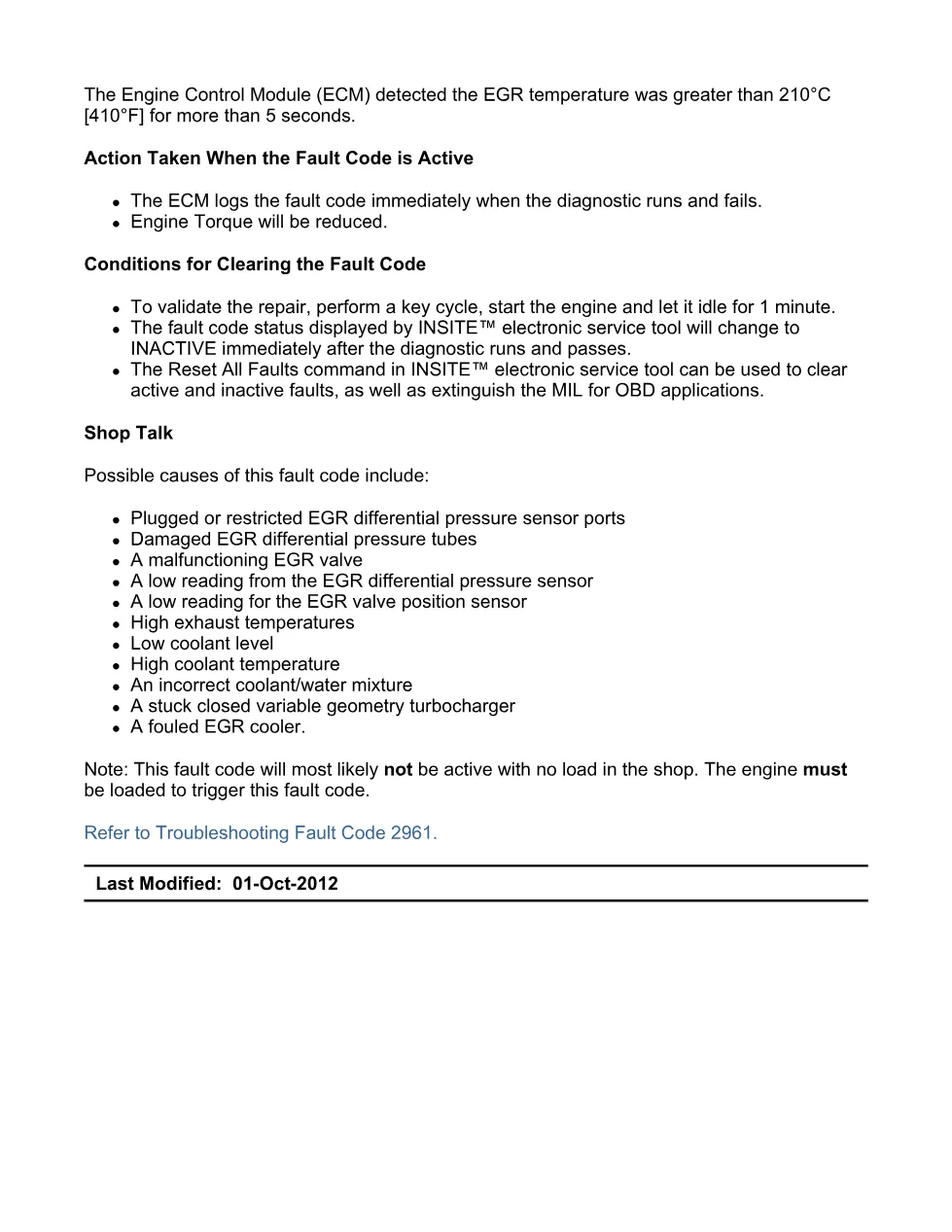 Cummins ISX15 code 2961 troubleshooting document, 12 pages – PDF - preview page 2 of 3