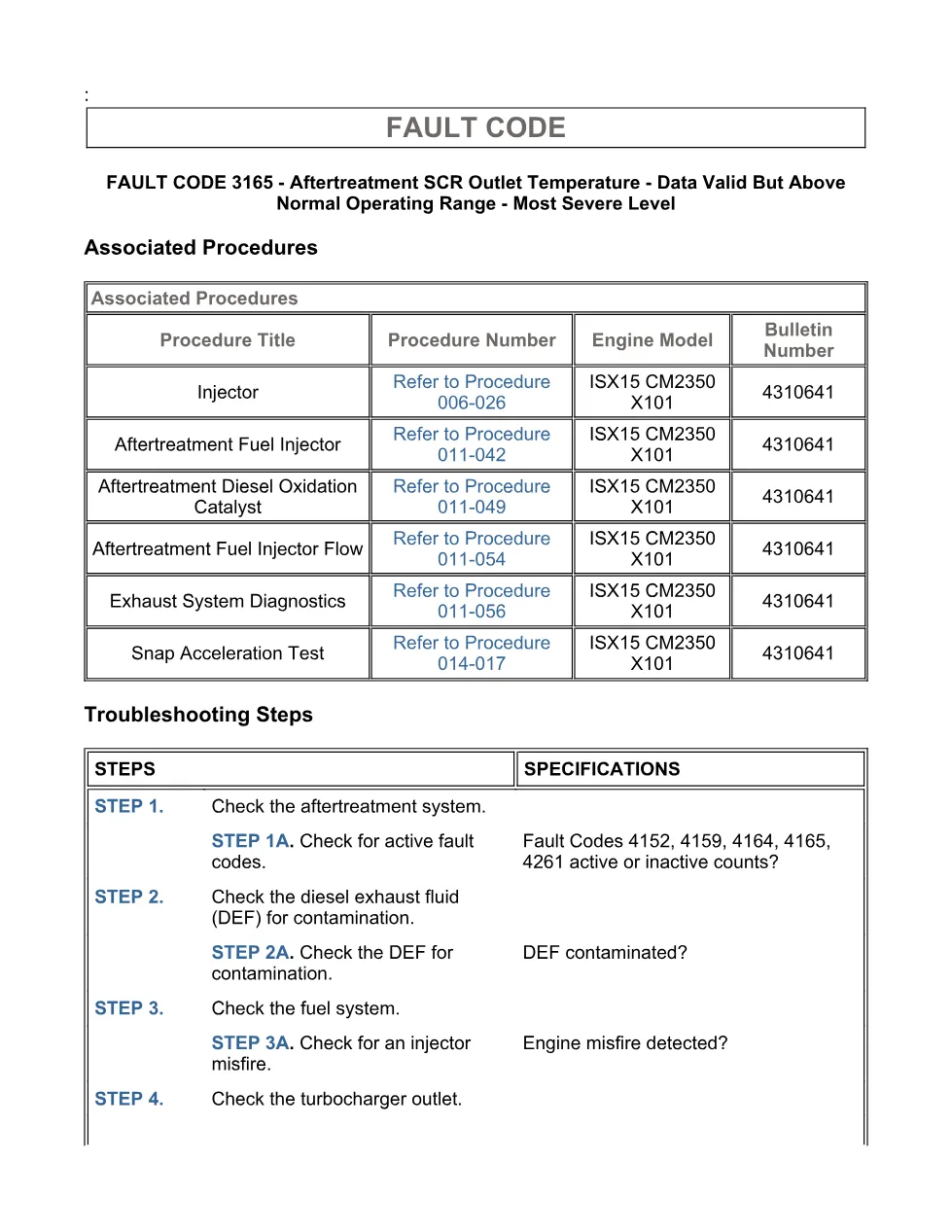Cummins ISX15 code 3165 troubleshooting document, 11 pages – PDF - page 3 is available after signing in