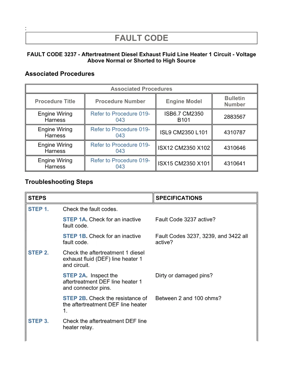 Cummins ISX15 code 3237 troubleshooting document, 14 pages – PDF - page 3 is available after signing in
