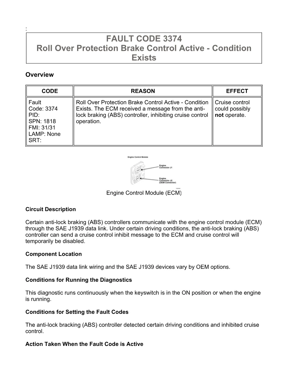 Cummins ISX15 code 3374 troubleshooting document, 5 pages – PDF - preview page 1 of 3
