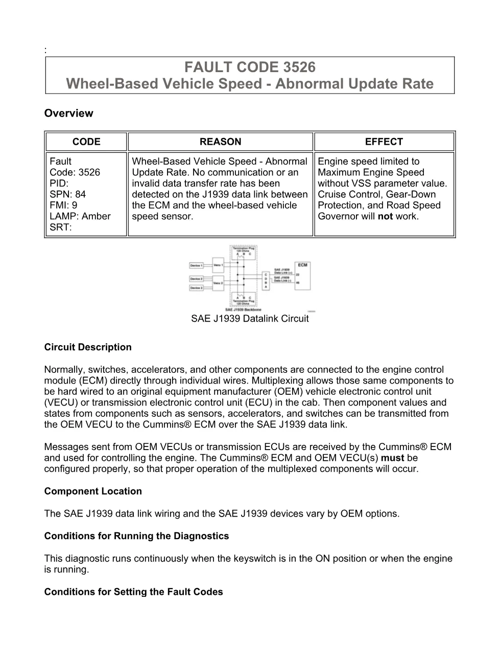 Cummins ISX15 code 3526 troubleshooting document, 14 pages – PDF - preview page 1 of 3