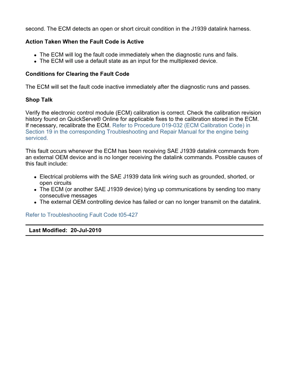 Cummins J1939 fault 427 troubleshooting manual — Code 427.pdf - preview page 2 of 3
