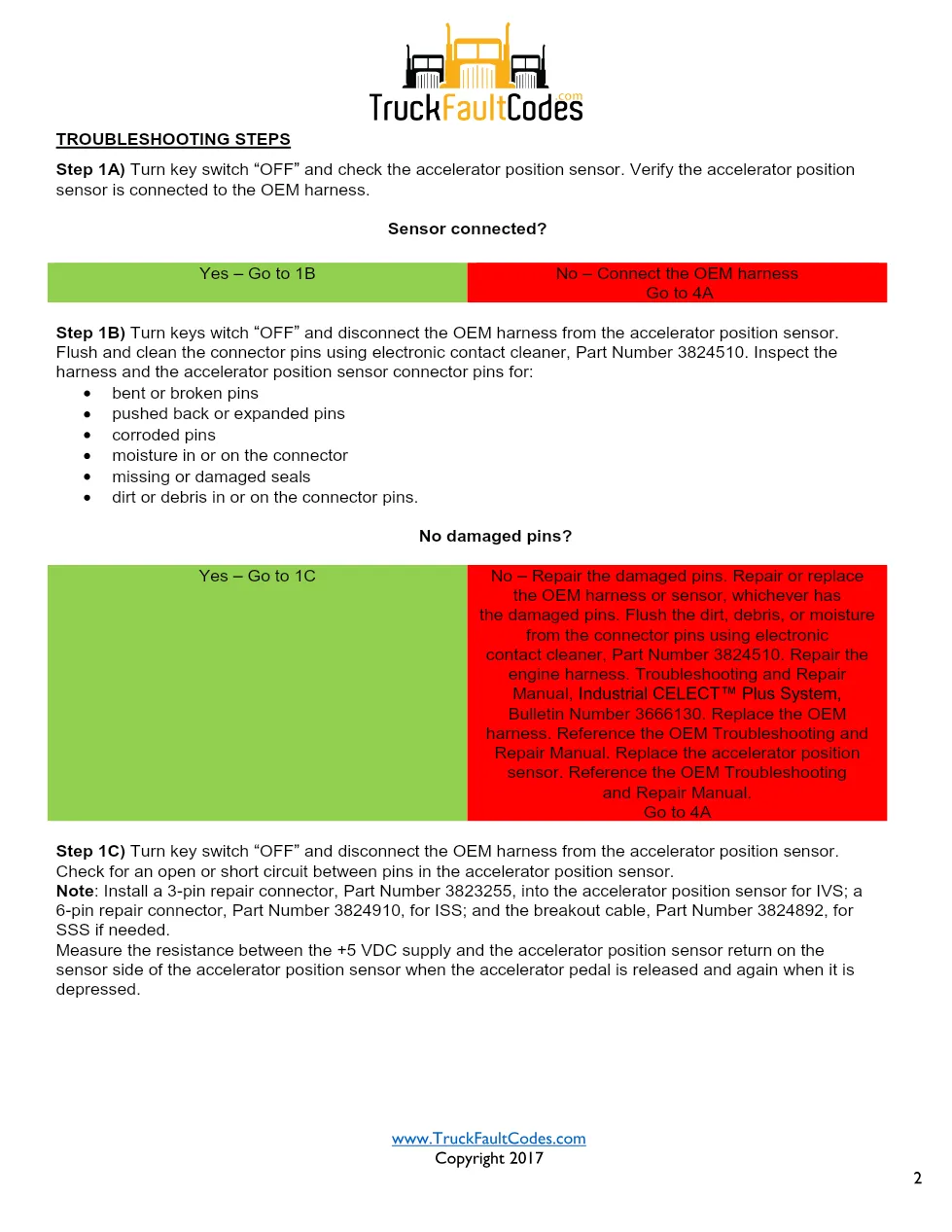 Cummins M11 APS circuit — Accelerator position sensor circuit - preview page 2 of 6