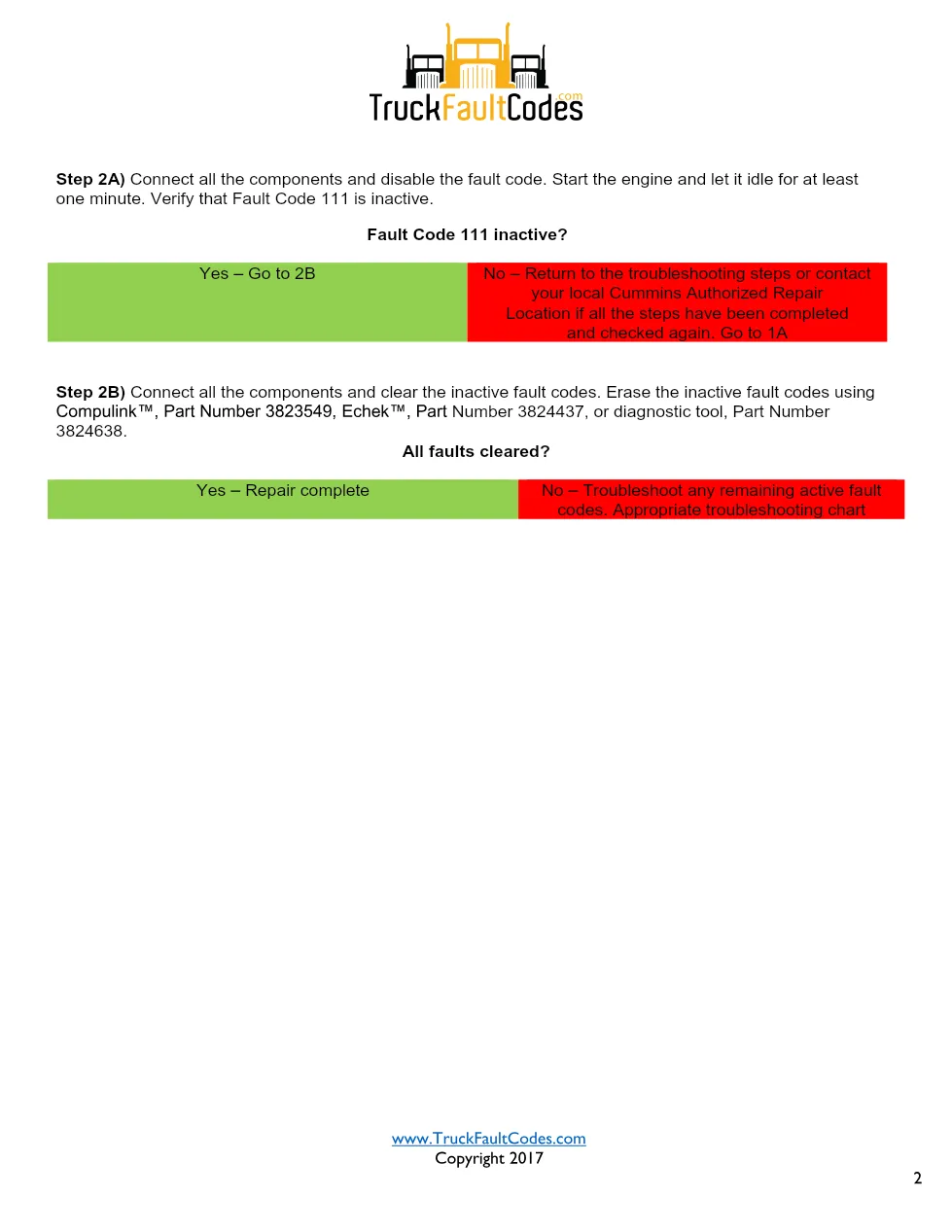 Cummins M11 code 111 — ECM microprocessor fault (SPN 629, FMI 12) - page 2 is available after signing in