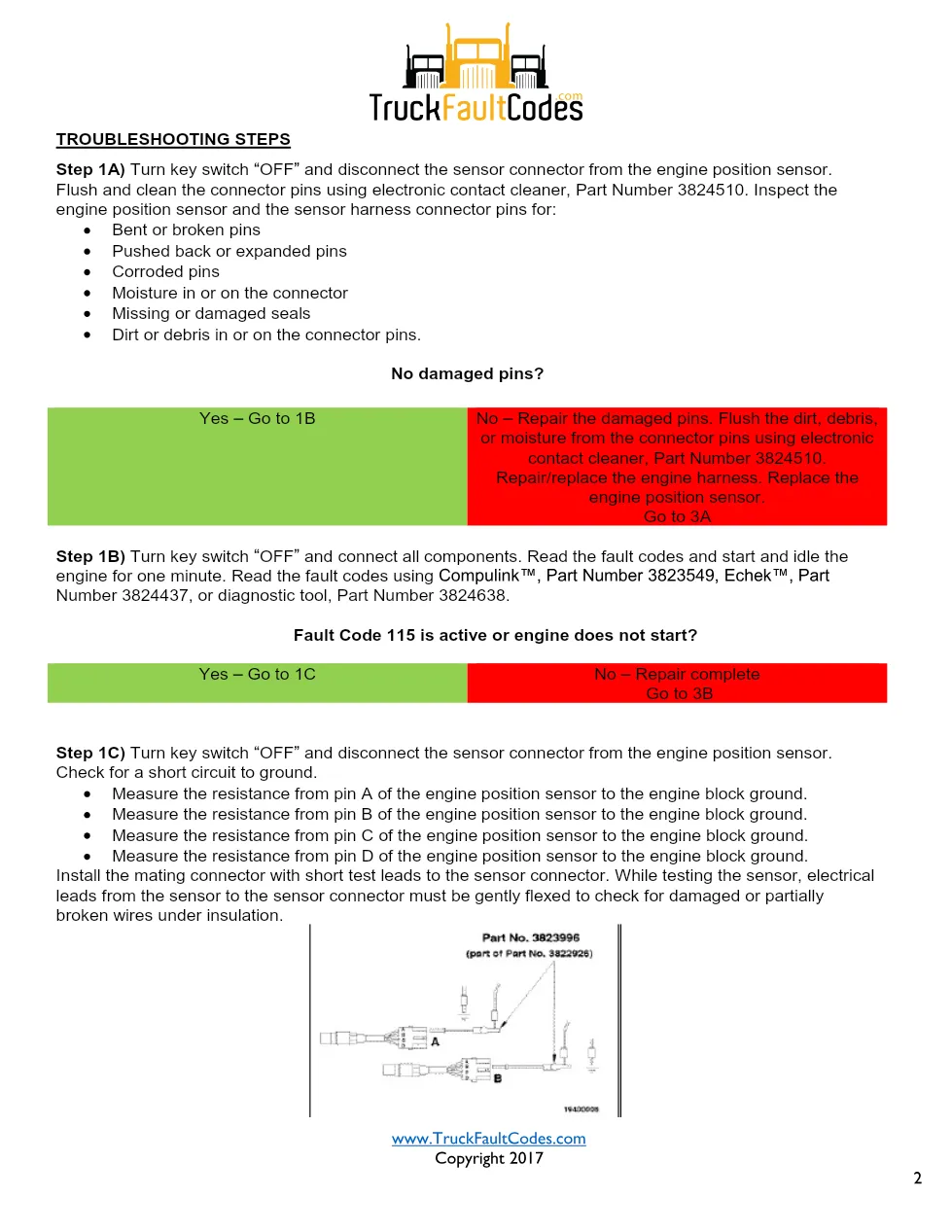 Cummins M11 code 115 — Engine position sensor circuit (SPN 190, - preview page 2 of 6