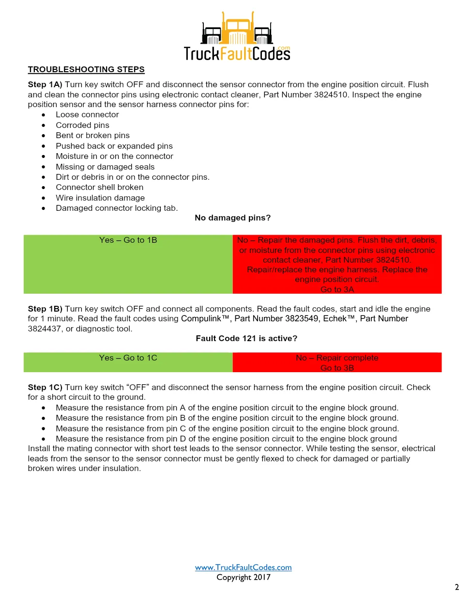 Cummins M11 code 121 — Engine position sensor circuit (SPN 190, - preview page 2 of 6