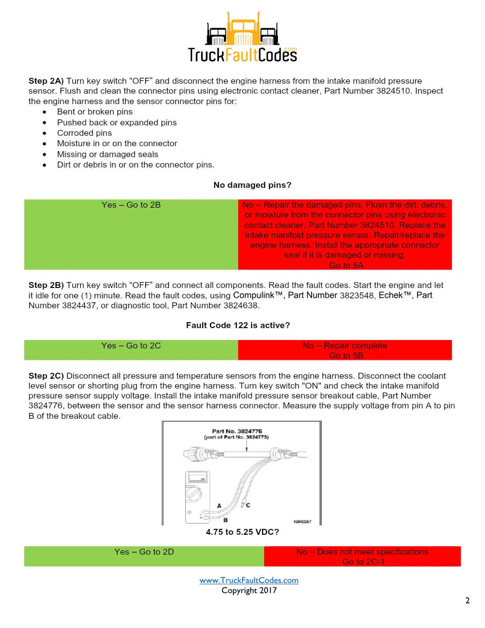 Cummins M11 code 122 — Intake manifold pressure sensor circuit - preview page 2 of 6