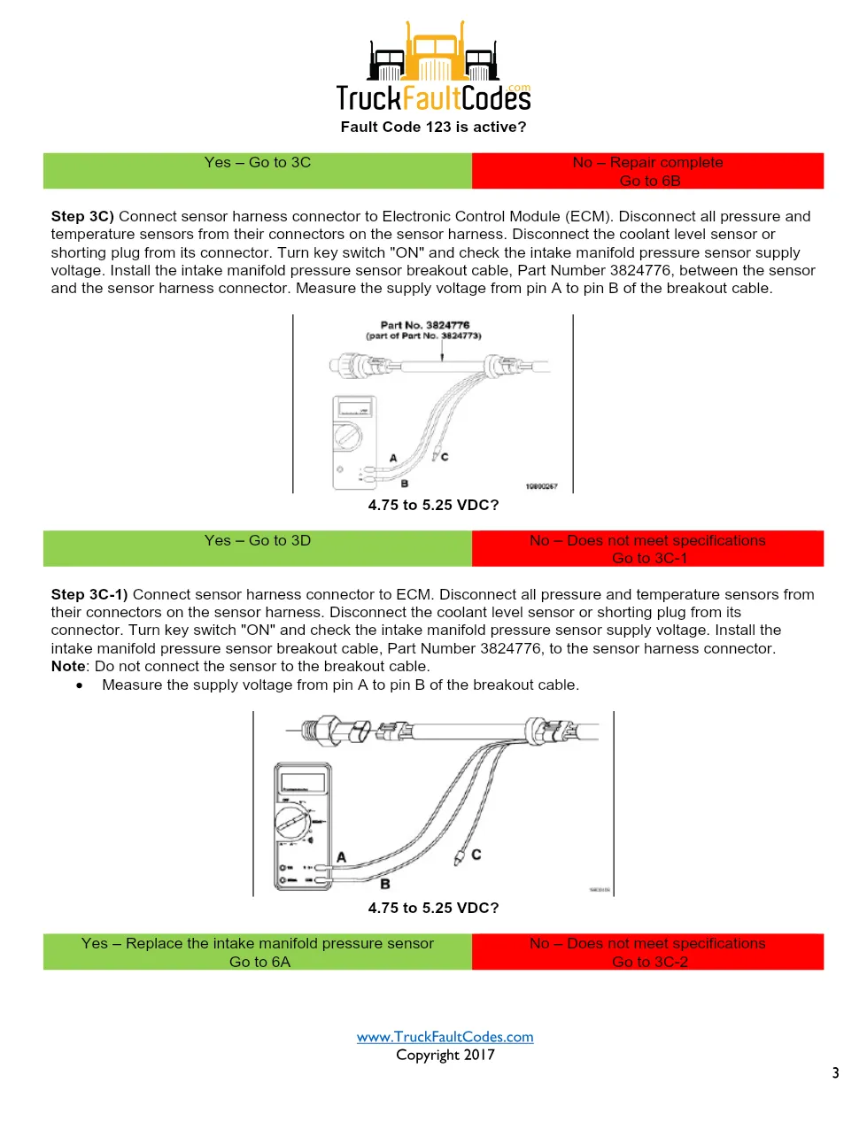 Cummins M11 code 123 — Intake manifold pressure sensor circuit - page 3 is available after signing in