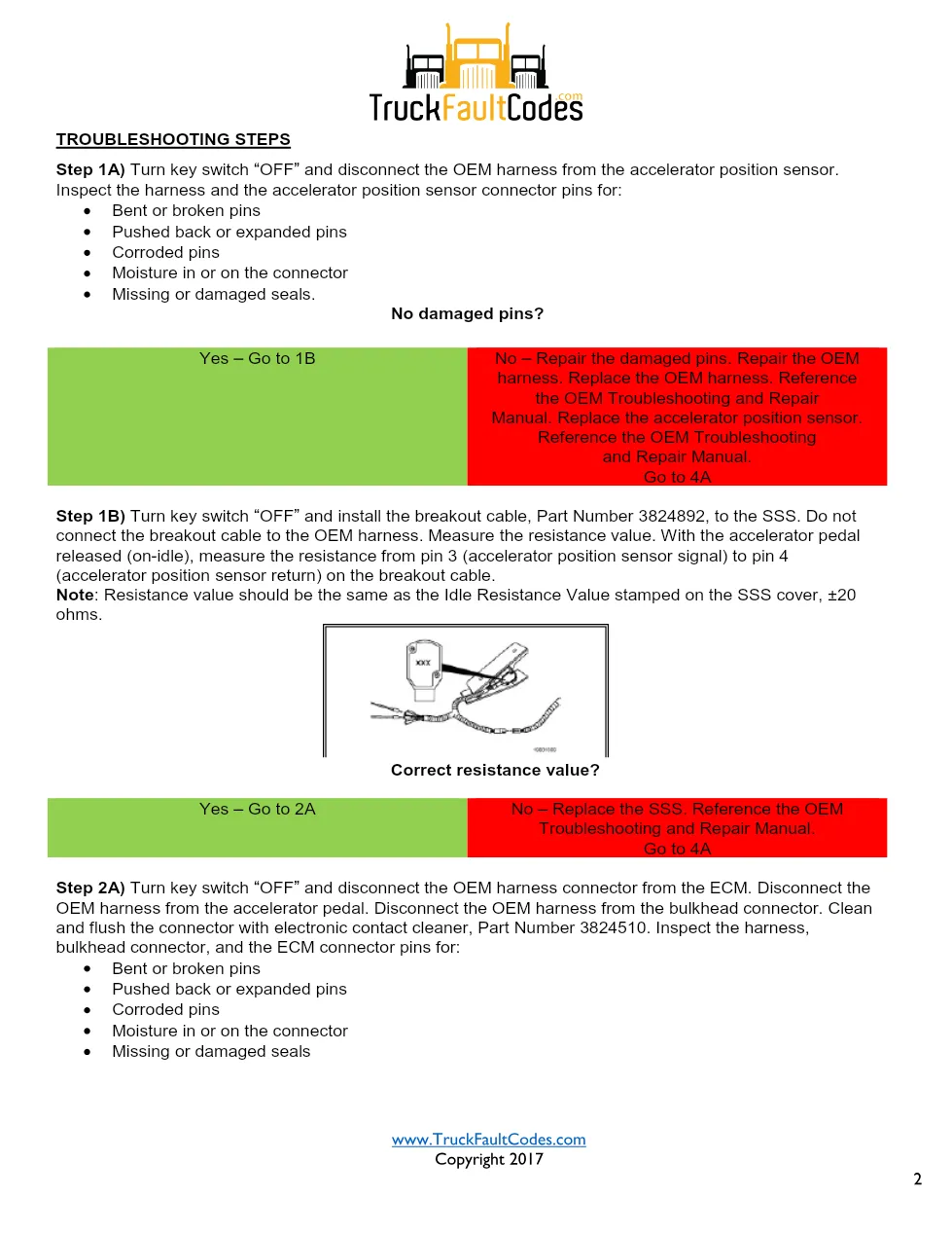Cummins M11 code 131 — Accelerator position sensor circuit (SPN - preview page 2 of 4