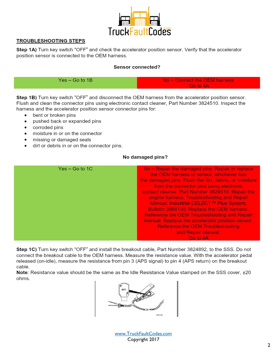 Cummins M11 code 132 — Accelerator position sensor circuit (SPN - preview page 2 of 6