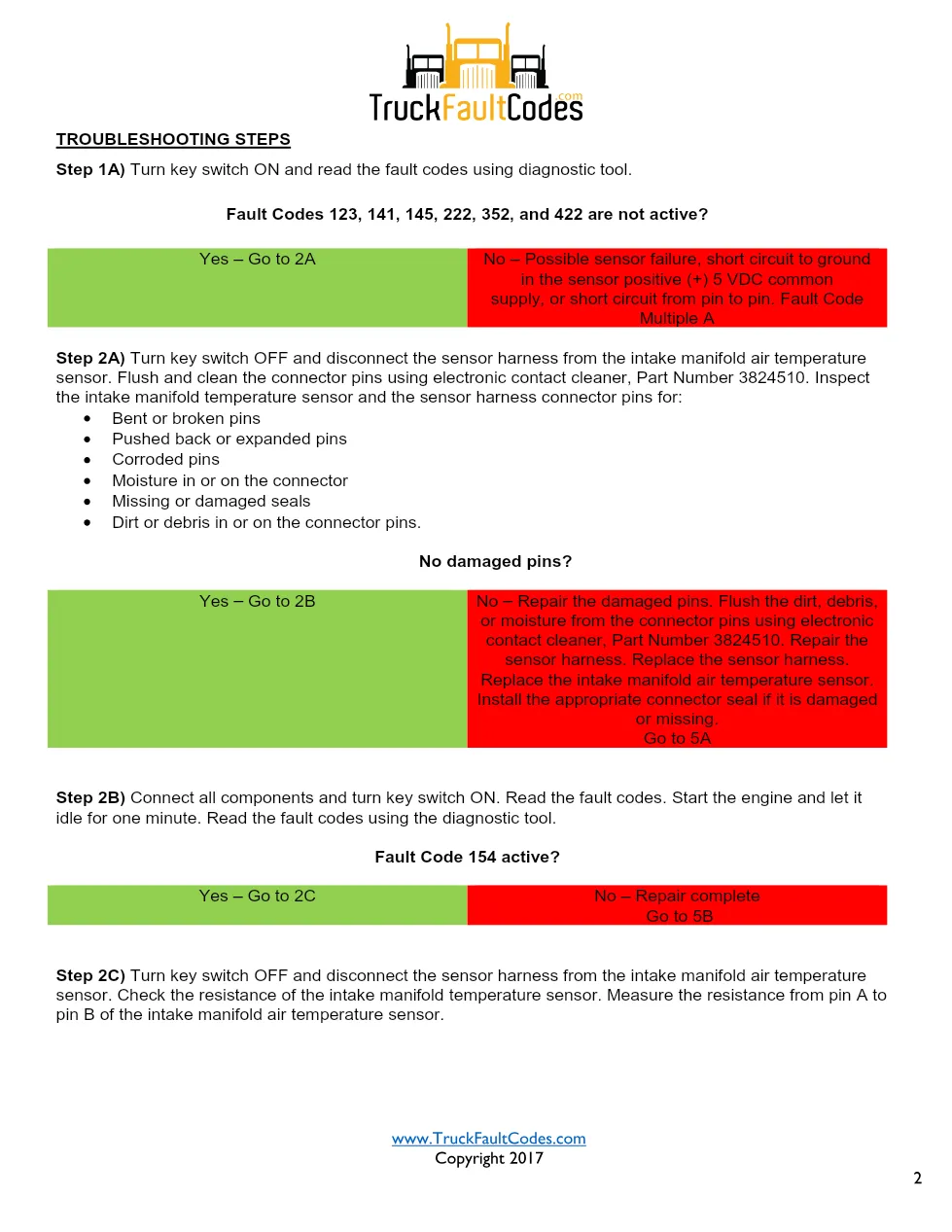 Cummins M11 code 154 — Intake Air Temperature Sensor Circuit - preview page 2 of 6