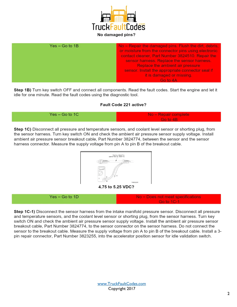 Cummins M11 code 221 — Ambient Air Pressure Sensor Circuit Fault - preview page 2 of 6