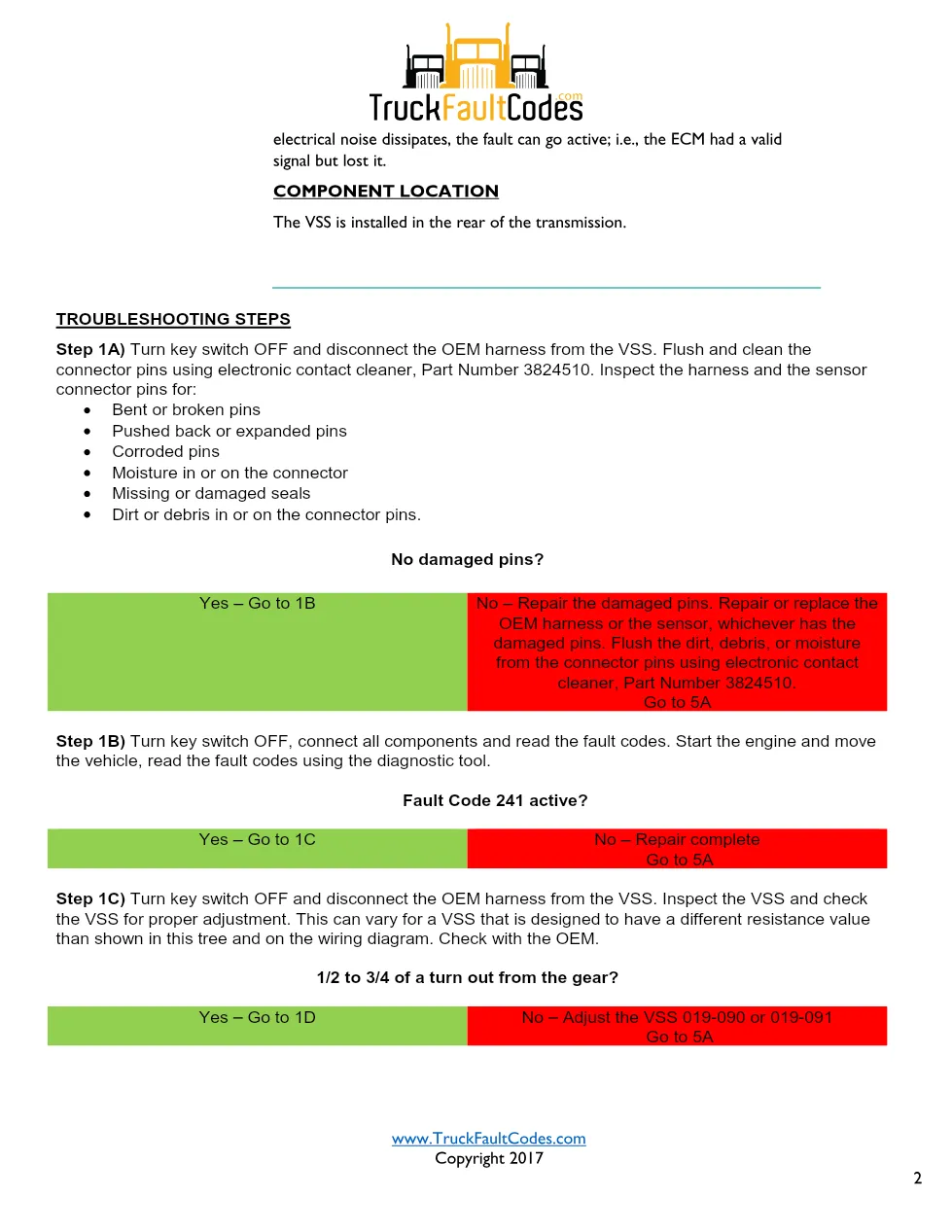 Cummins M11 code 241 — Vehicle Speed Sensor Circuit Fault Code - preview page 2 of 6