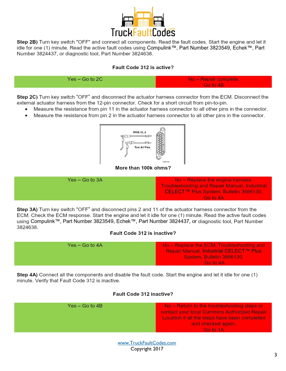 Cummins M11 code 312 injector circuit troubleshooting PDF — SPN - page 3 is available after signing in
