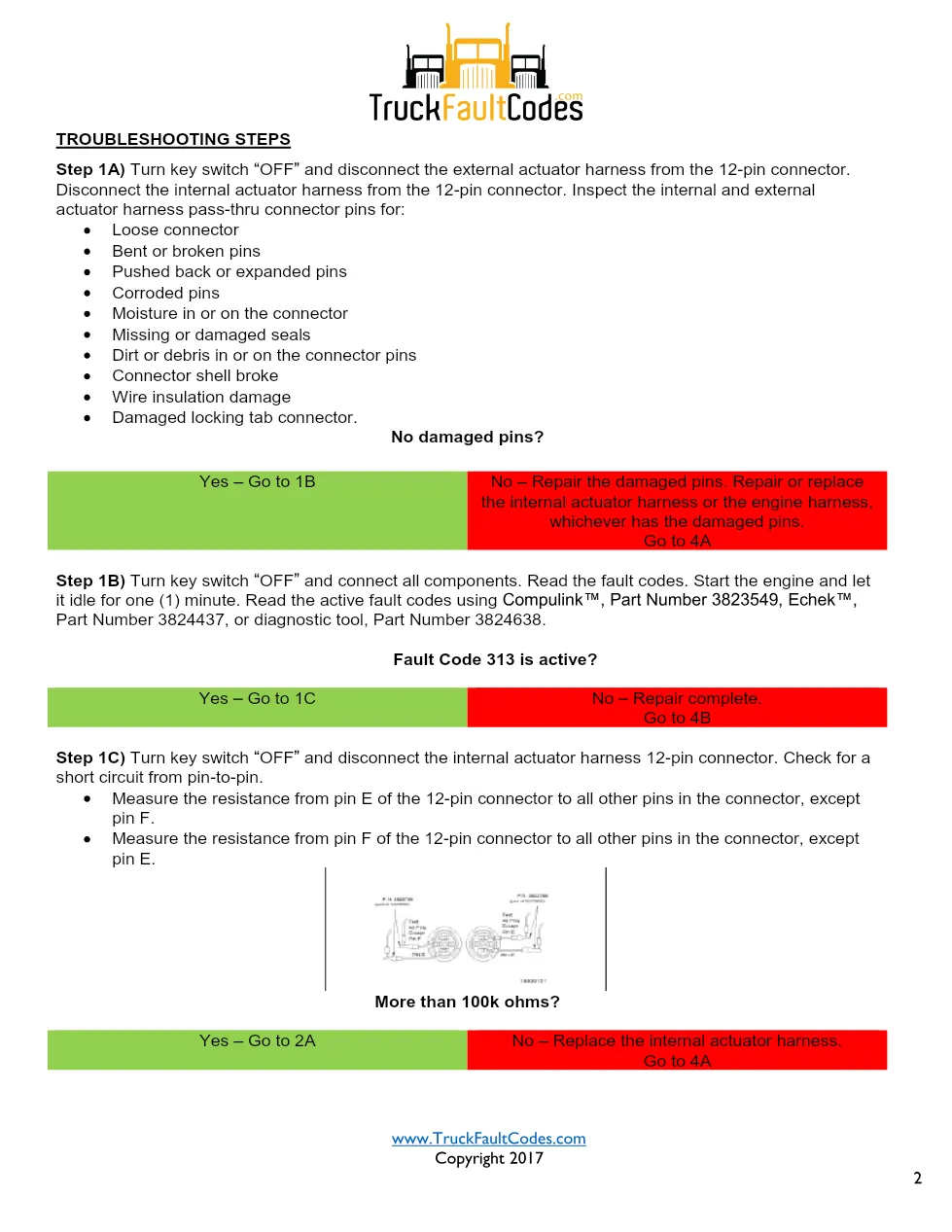 Cummins M11 code 313 injector circuit troubleshooting PDF — SPN - preview page 2 of 4