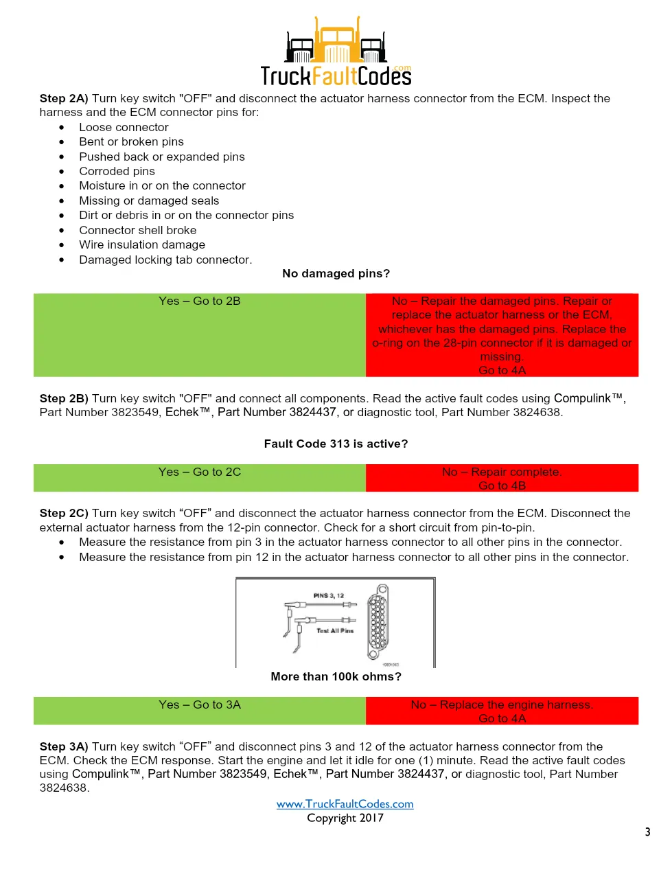 Cummins M11 code 313 injector circuit troubleshooting PDF — SPN - page 3 is available after signing in
