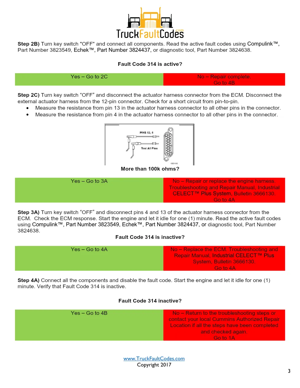 Cummins M11 code 314 injector circuit troubleshooting PDF — SPN - page 3 is available after signing in