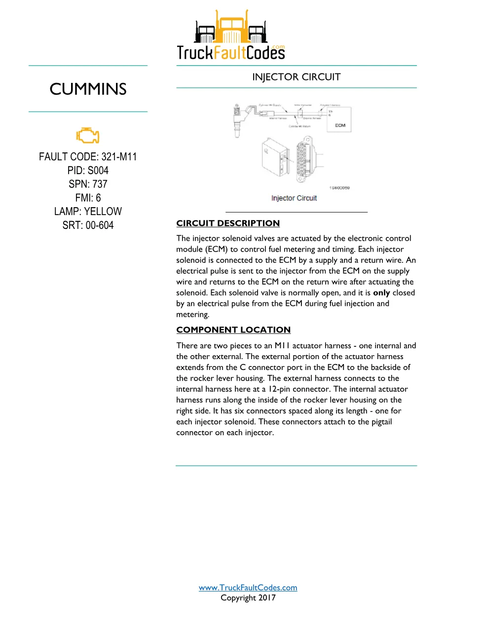 Cummins M11 code 321 injector circuit troubleshooting PDF — SPN - page 1 is available after signing in