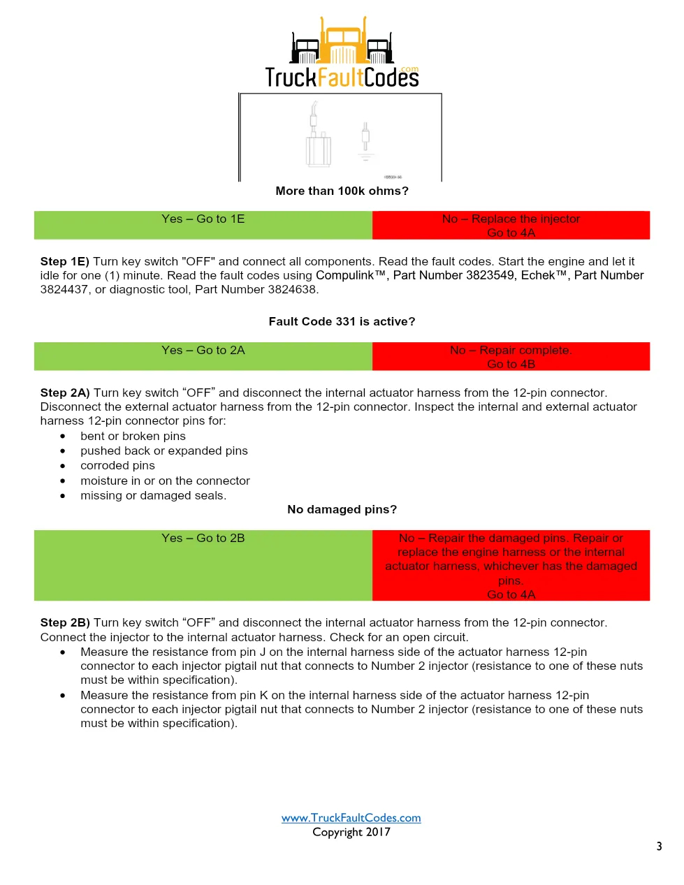 Cummins M11 code 331 injector circuit troubleshooting PDF — SPN - page 3 is available after signing in