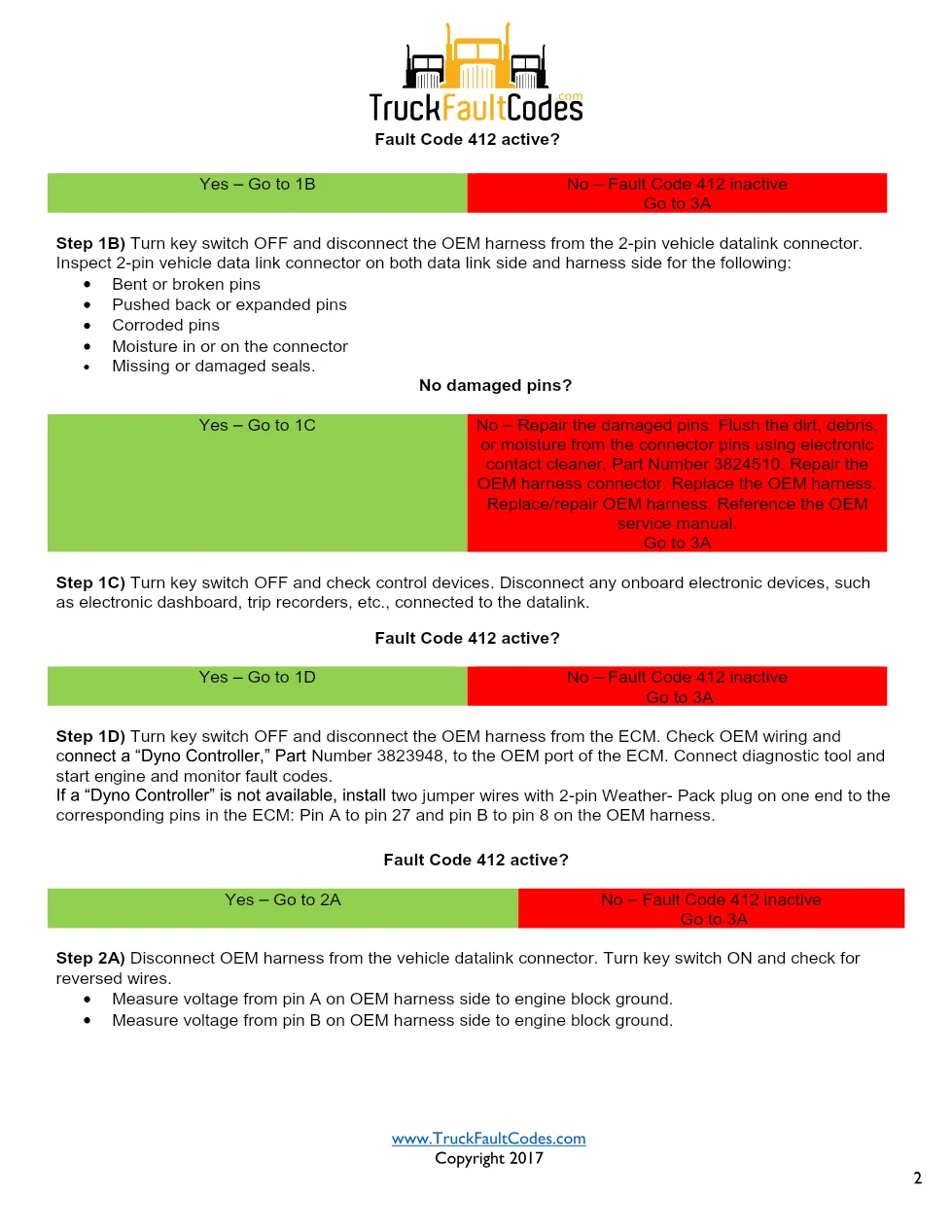 Cummins M11 code 412 — Datalink Circuit – Vehicle diagnostic, PID - preview page 2 of 4