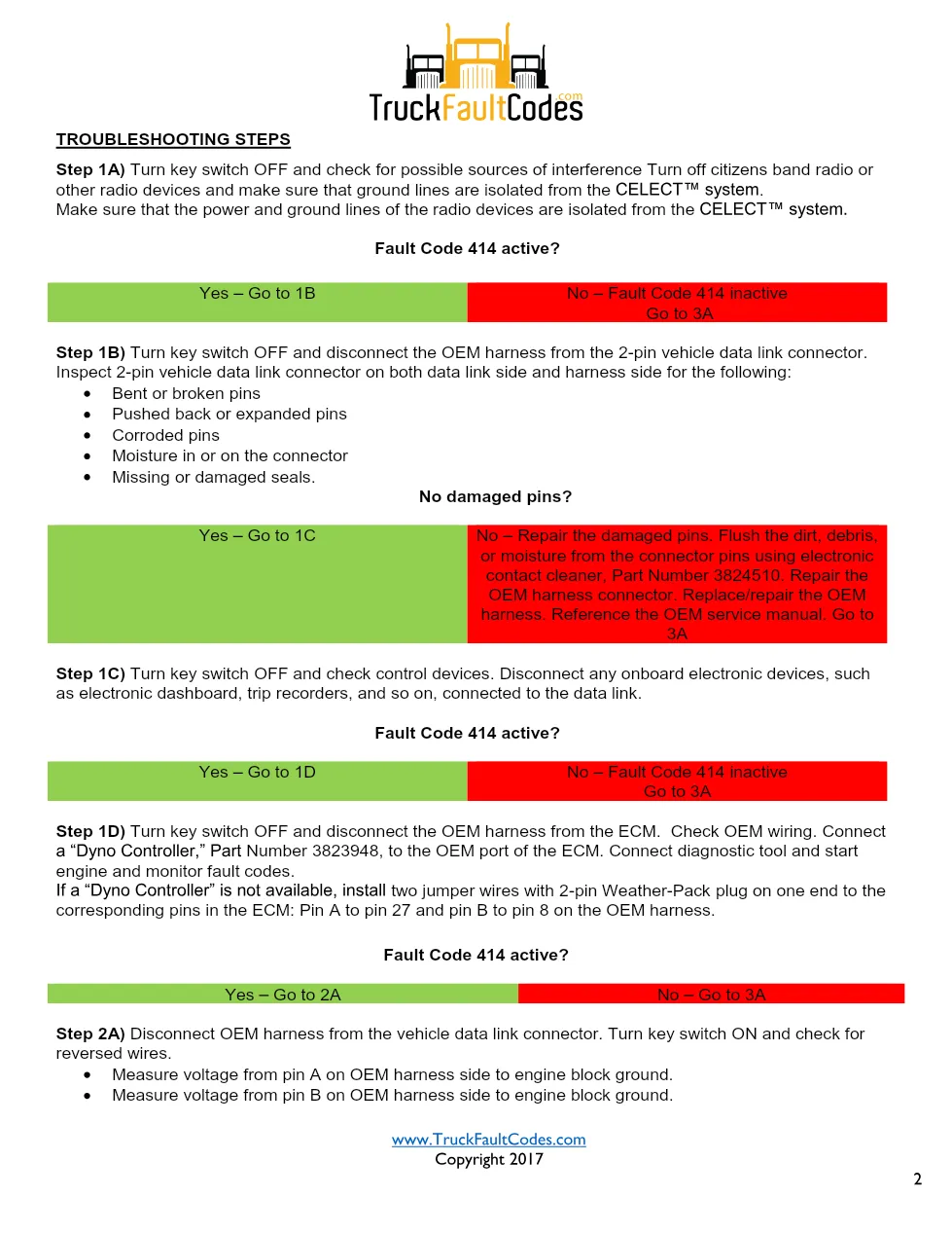 Cummins M11 code 414 — Datalink Circuit – Vehicle diagnostic, PID - preview page 2 of 4