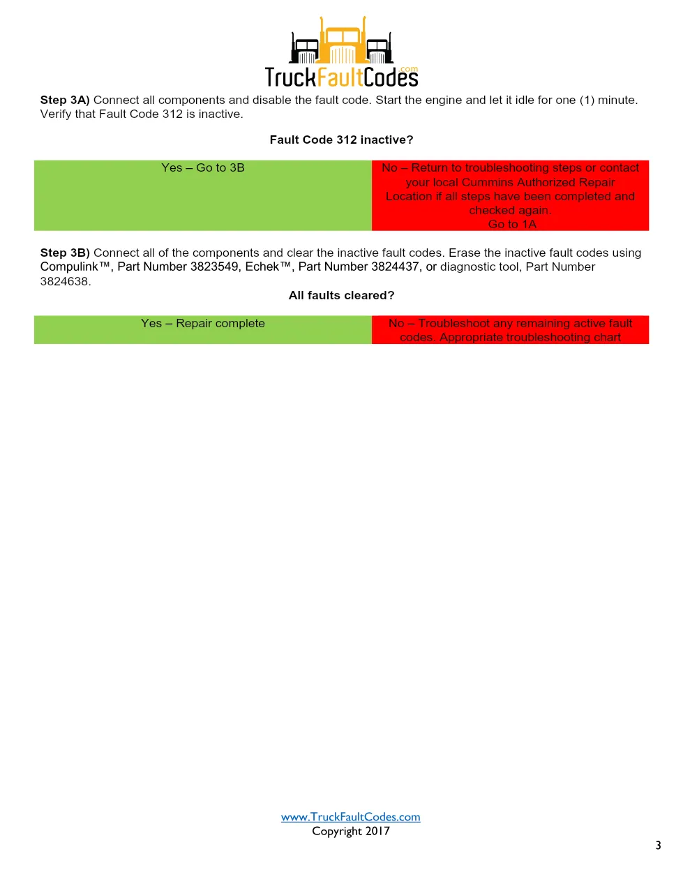 Cummins N14 code 312 injector circuit troubleshooting PDF — SPN - page 3 is available after signing in