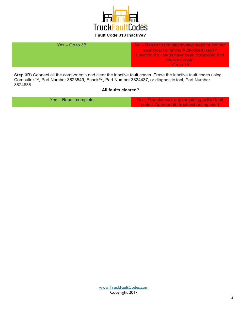 Cummins N14 code 313 injector circuit troubleshooting PDF — SPN - page 3 is available after signing in