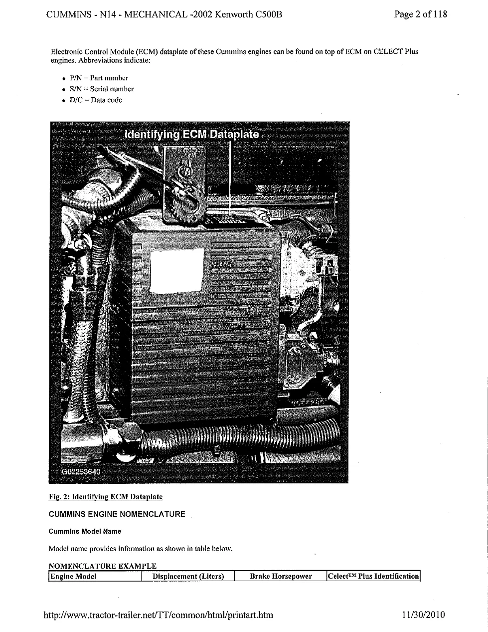 Cummins N14 service manual — Cummins N14 CELECT (1990-94) engine - preview page 2 of 6