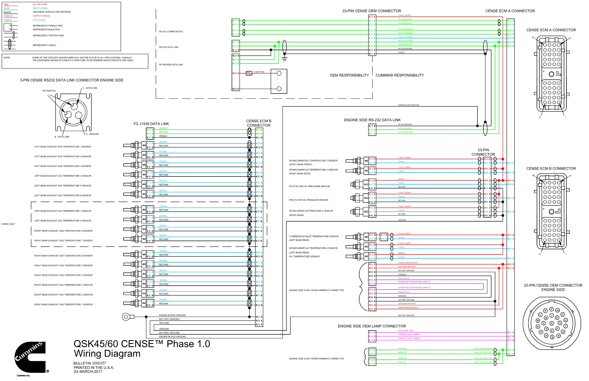 Cummins QSK45 QSK60 CENSE wiring document – 3666357 – PDF, 1 page - page 1 is available after signing in