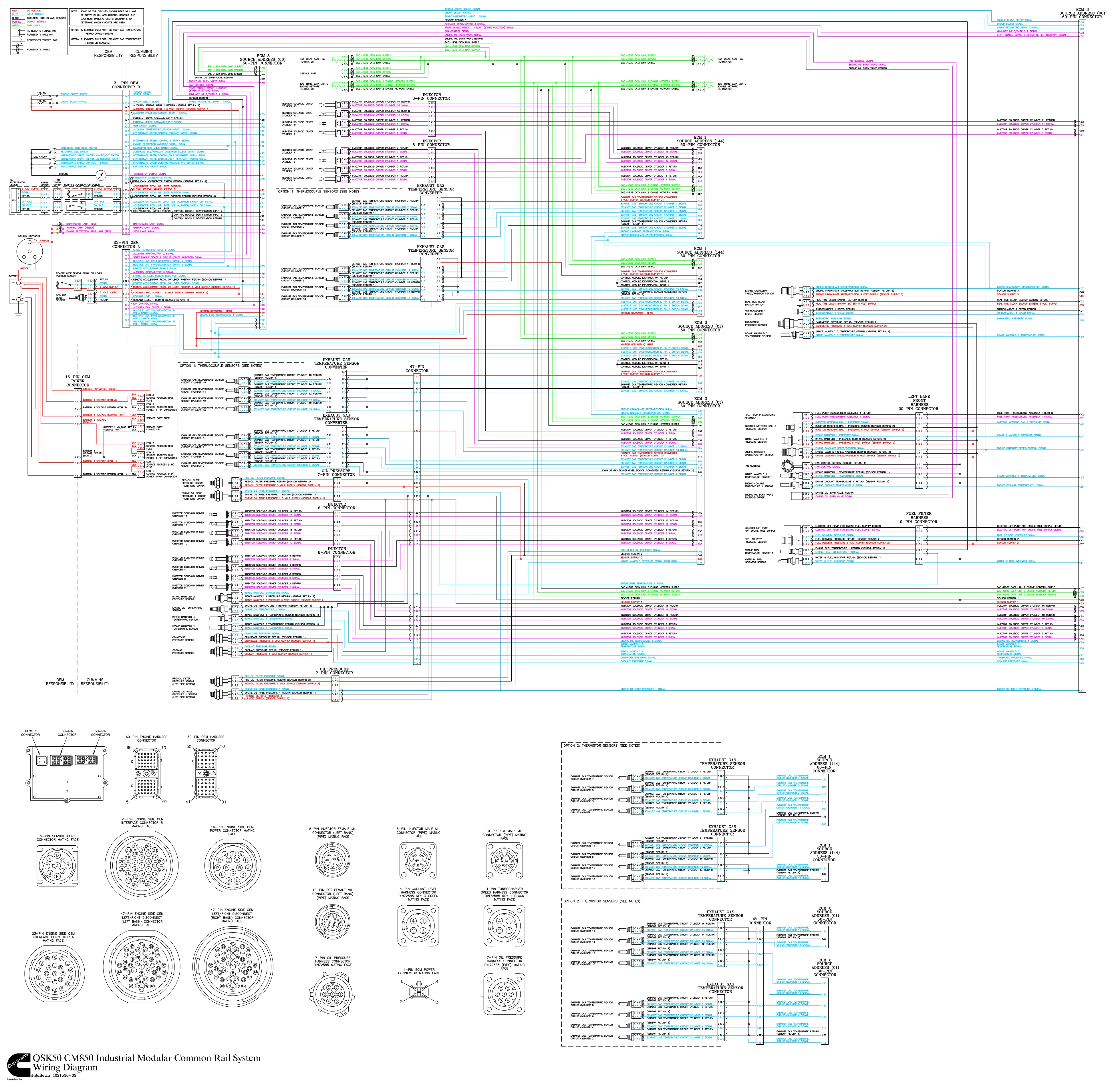 Cummins QSK50 CM850 HORSE wiring document – 4021520 – PDF, 1 page - page 1 is available after signing in