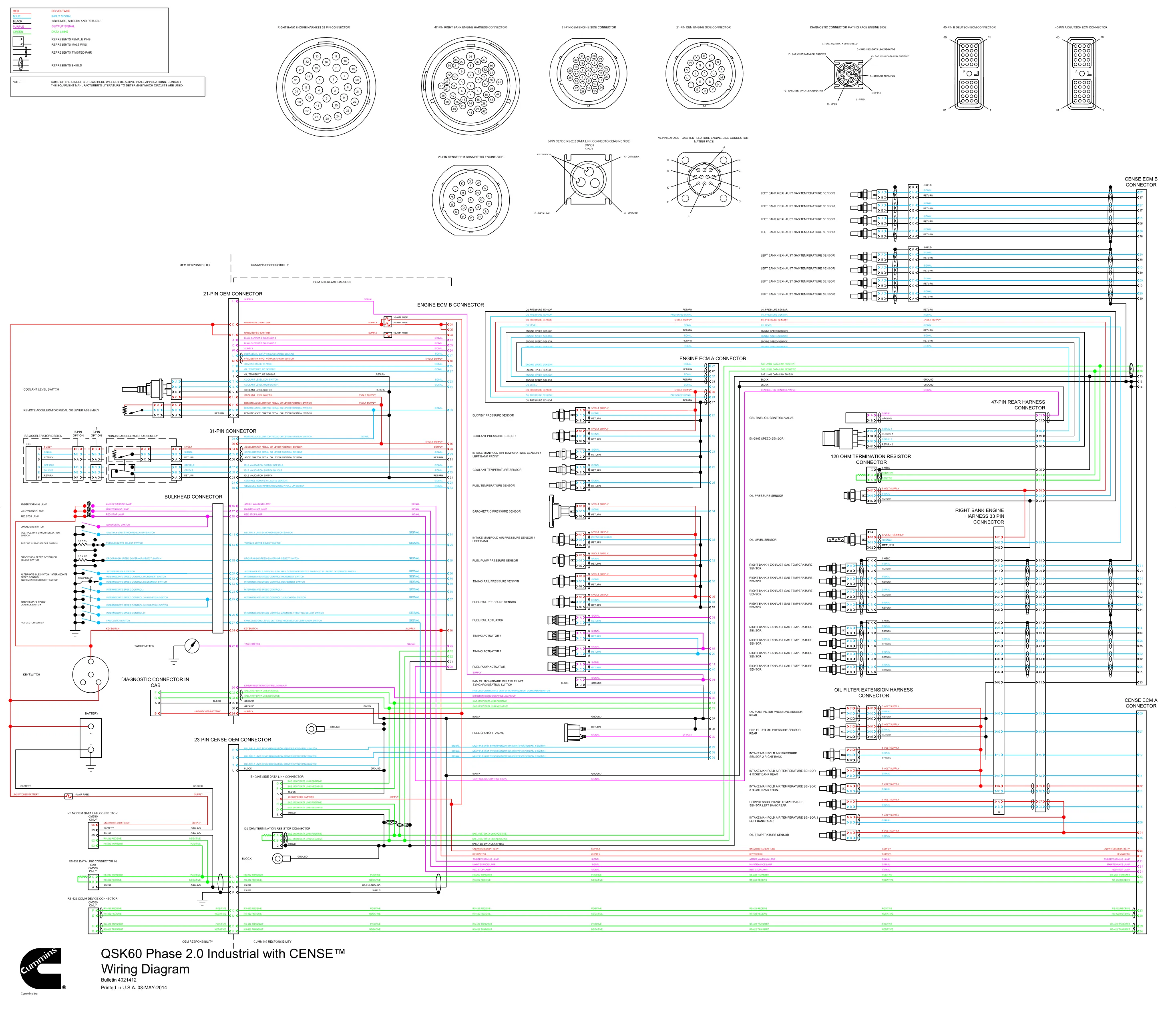 Cummins QSK60 CM500 CENSE wiring document – 4021412 – PDF, 1 page - page 1 is available after signing in