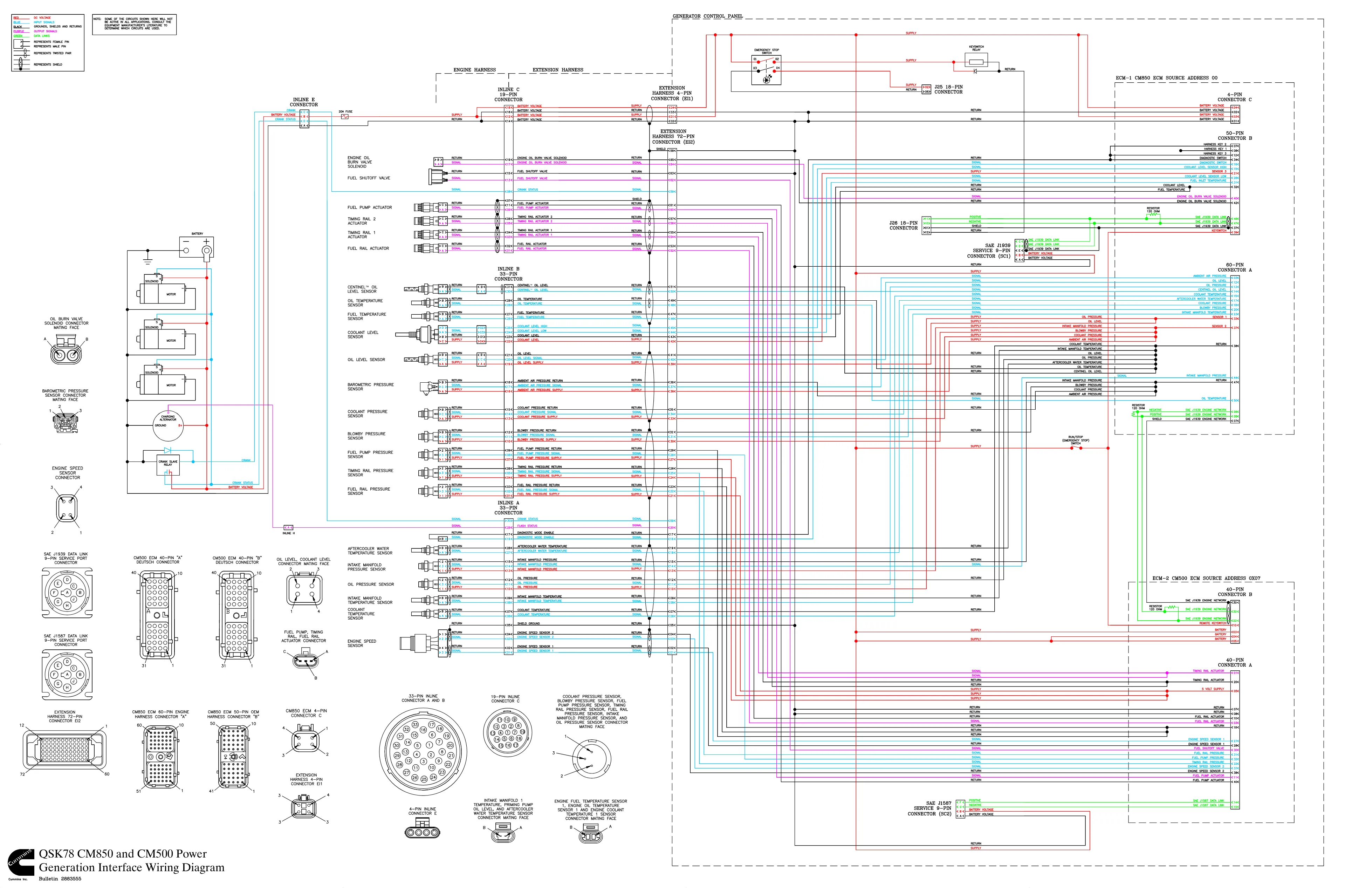 Cummins QSK78 CM850 CM500 wiring document – 2883555 – PDF, 1 page - page 1 is available after signing in