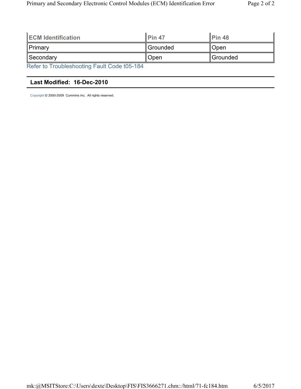 Cummins QSL9 ECM 184 primary and secondary electronic control - page 2 is available after signing in
