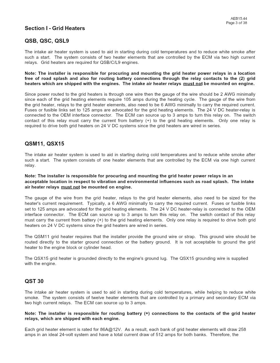 Cummins Quantum installation document — AEB 15.44 — PDF, 38 pages - page 3 is available after signing in