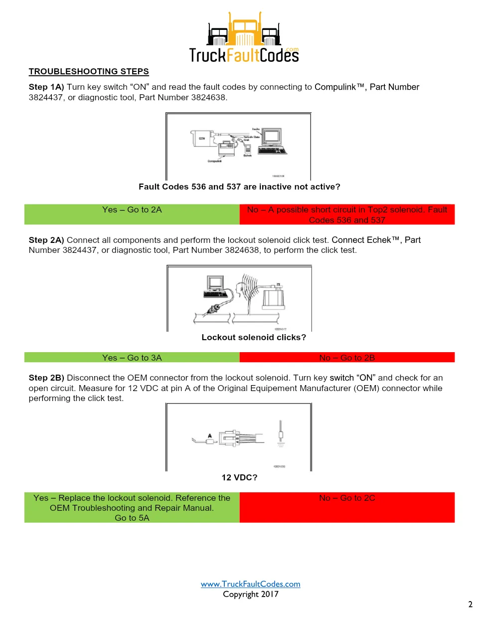 Cummins Top2 transmission circuit — Fault Code 544 (PID S191, FMI - preview page 2 of 6