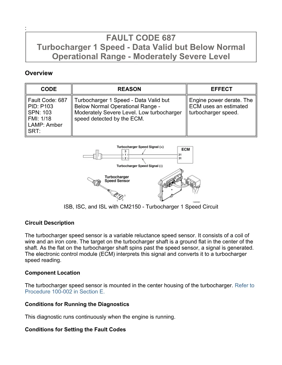 Cummins turbocharger fault troubleshooting manual — Fault Code - preview page 1 of 3