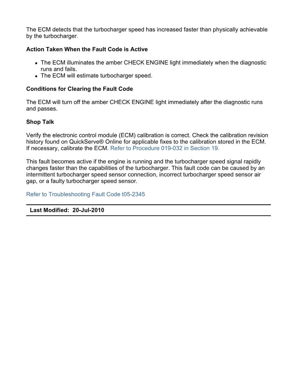 Cummins turbocharger speed sensor troubleshooting manual — Fault - preview page 2 of 3